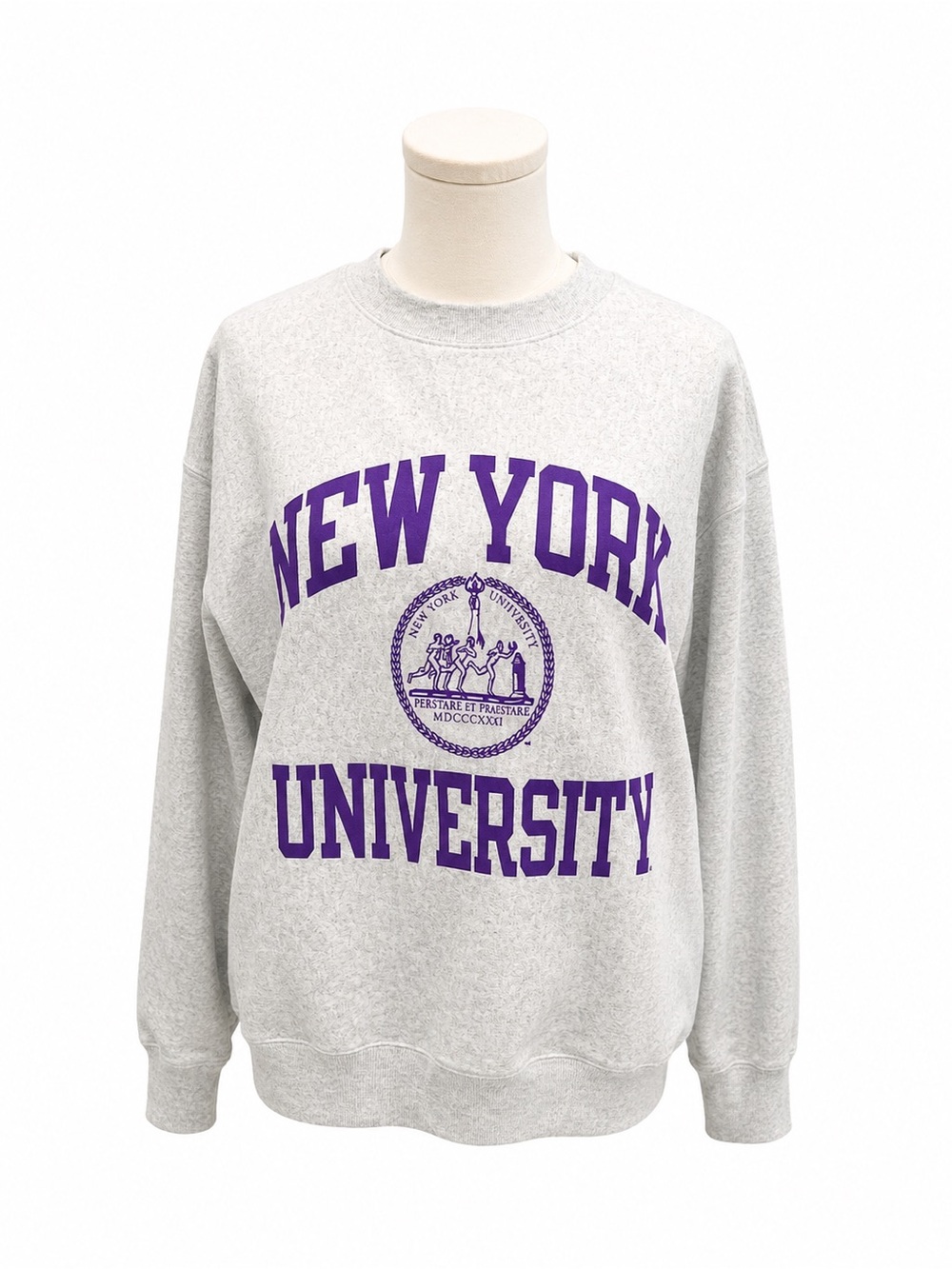 Champion Gray Crewneck Sweatshirt with Purple New York University Print